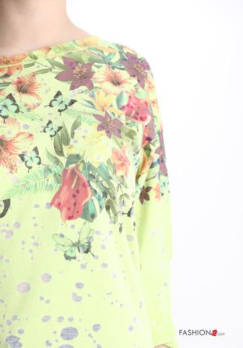 Blumenmuster Langarmshirt aus Baumwolle - ph 4