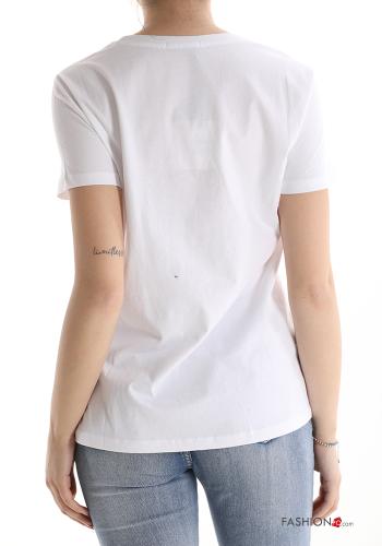 T-shirt in Cotone Fantasia stampata con strass - ph 2