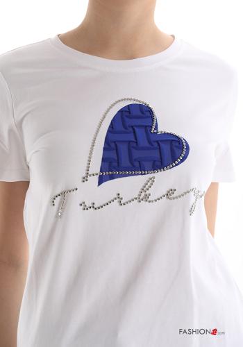 T-shirt in Cotone Fantasia stampata con strass - ph 4