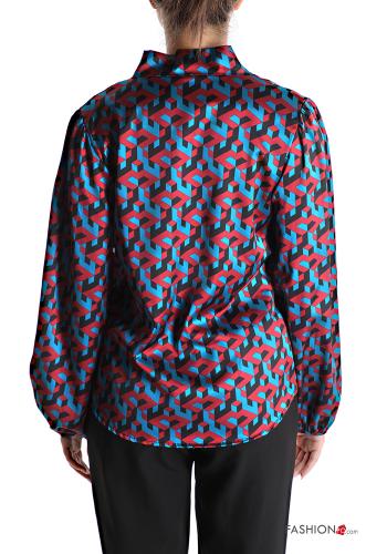 Camicia Fantasia geometrica con fiocco scollo a V - ph 2
