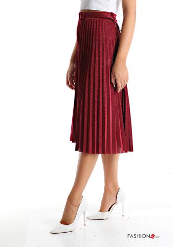 Saia plissê lurex midi com cinto - ph 3