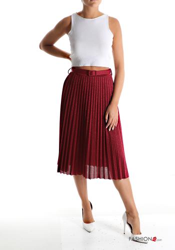 Saia plissê lurex midi com cinto - ph 5