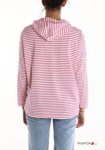 Felpa in Cotone Fantasia righe con cappuccio - ph 2