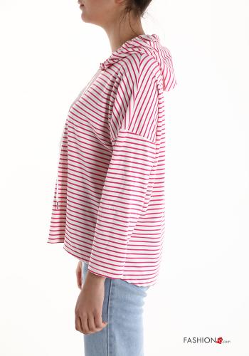 Felpa in Cotone Fantasia righe con cappuccio - ph 3