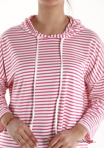 Felpa in Cotone Fantasia righe con cappuccio - ph 4