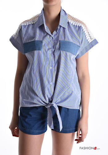 Striped short sleeve Cotton Shirt with buttons