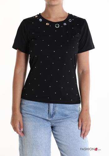 T-shirt in Cotone con strass