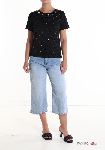 T-shirt in Cotone con strass - ph 5