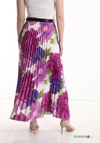 Saia plissê Longuette Floral com cinto - ph 2