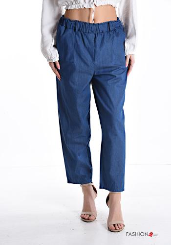 Pantalone in Cotone denim con tasche con elastico