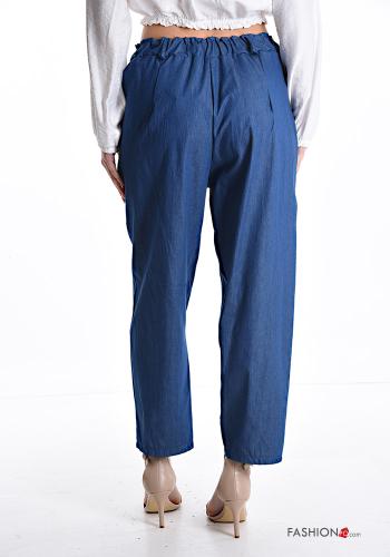 Pantalone in Cotone denim con tasche con elastico - ph 2