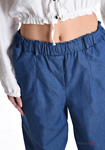 Pantalone in Cotone denim con tasche con elastico - ph 4