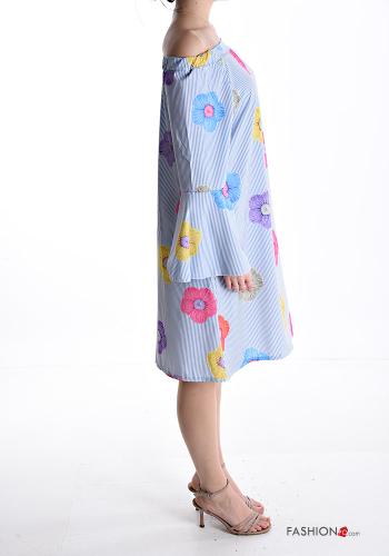 Abito maniche lunghe al ginocchio Fantasia floreale con elastico - ph 3