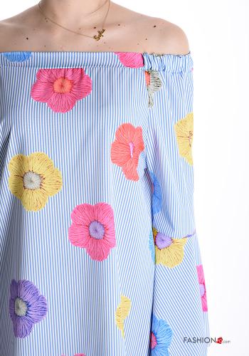 Abito maniche lunghe al ginocchio Fantasia floreale con elastico - ph 4