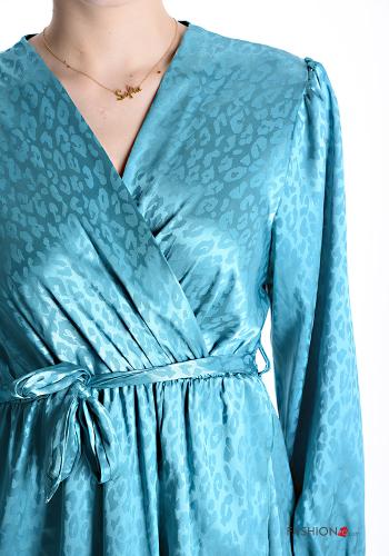 Abito lungo Fantasia animalier con fusciacca con balze scollo a V - ph 4