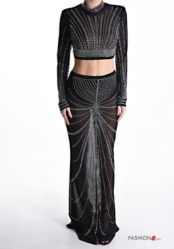 Coordinato maniche lunghe con strass con elastico - ph 1