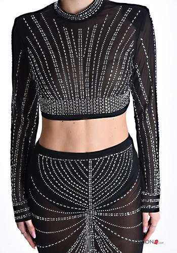 Coordinato maniche lunghe con strass con elastico - ph 4