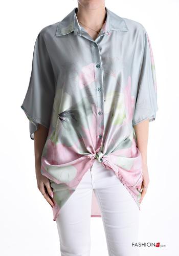 Floral short sleeve Shirt with knot