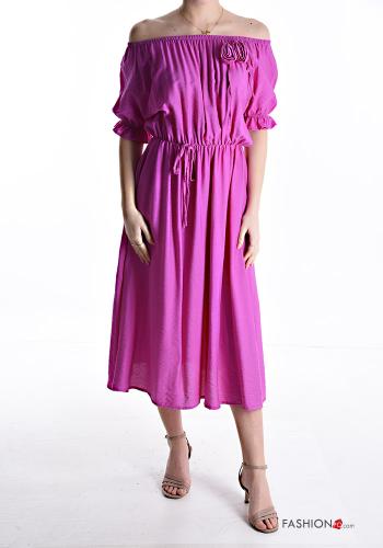 Kleid mit kordelzug bardot-ausschnitt mit gummizug