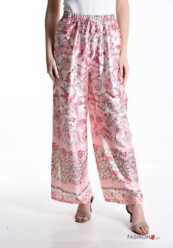 Floral wide leg Trousers with drawstring with elastic