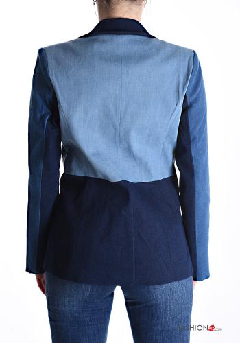 Veste en Coton croisé manches longues en denim à boutons - ph 2