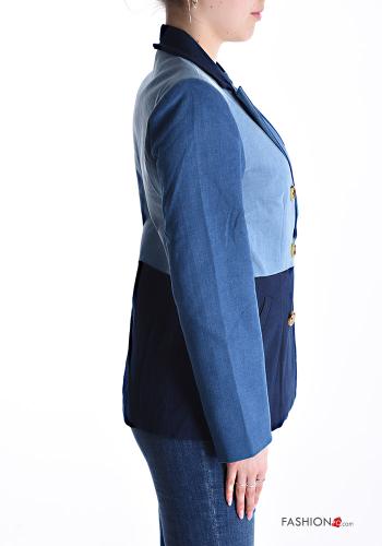 Veste en Coton croisé manches longues en denim à boutons - ph 3