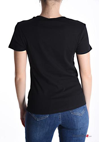 T-shirt in Cotone maniche corte girocollo Fantasia stampata con paillettes - ph 2