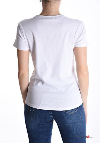 T-shirt in Cotone maniche corte girocollo Fantasia cuore con strass - ph 2