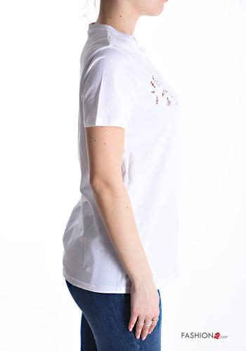 T-shirt in Cotone maniche corte girocollo Fantasia ricamata - ph 3