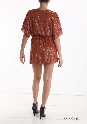 Vestido corto con lentejuelas con cuello en v - ph 2