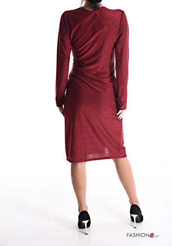 Robe manches longues lurex à genoux à col en V - ph 2
