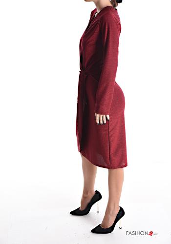 Robe manches longues lurex à genoux à col en V - ph 3
