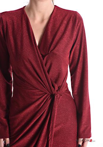 Robe manches longues lurex à genoux à col en V - ph 4