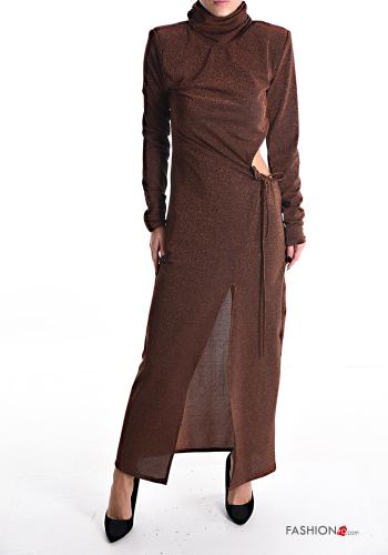 Abito lurex lungo a collo alto con spacco - ph 1