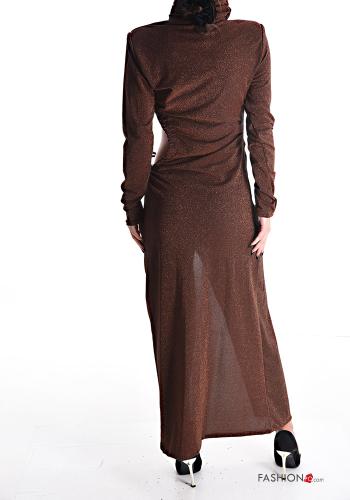 Abito lurex lungo a collo alto con spacco - ph 2