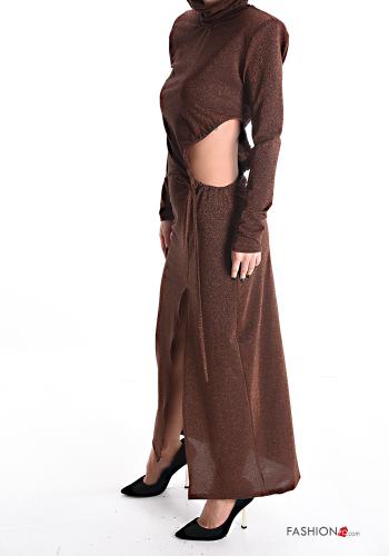 Abito lurex lungo a collo alto con spacco - ph 3