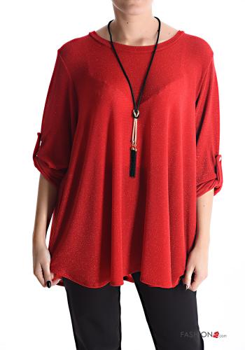 Blusa con collana maniche a tre quarti - ph 1