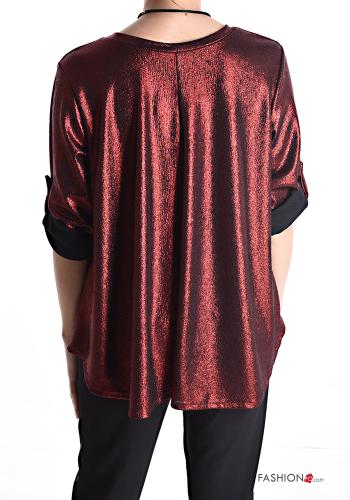 metallic Blouse with necklace 3/4 sleeve - ph 2