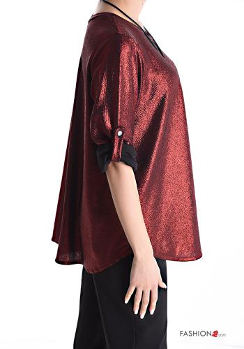 metallic Blouse with necklace 3/4 sleeve - ph 3