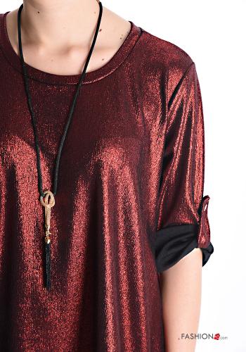 metallic Blouse with necklace 3/4 sleeve - ph 4
