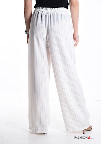 Streifenmuster wide leg lange Hose mit Taschen mit gummizug - ph 2