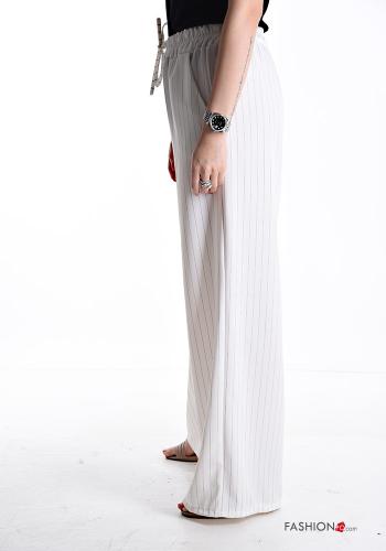 Streifenmuster wide leg lange Hose mit Taschen mit gummizug - ph 3