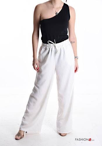 Streifenmuster wide leg lange Hose mit Taschen mit gummizug - ph 5