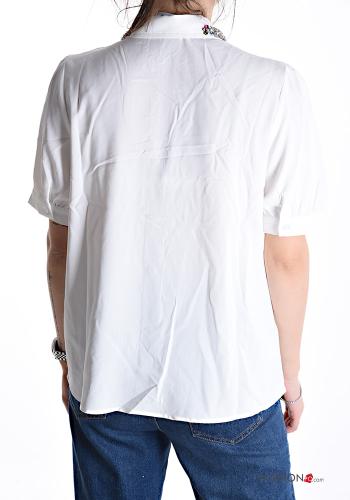 Camicia maniche corte maniche a palloncino con colletto con bottoni con strass - ph 2