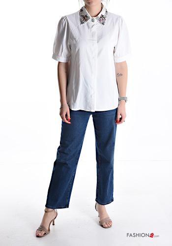 Camicia maniche corte maniche a palloncino con colletto con bottoni con strass - ph 5