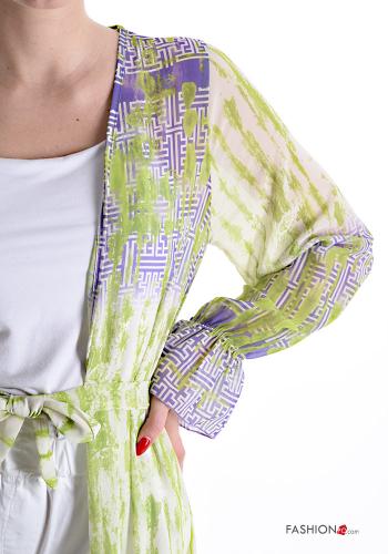 Kimono Fantasia stampata con cintura in stoffa - ph 4