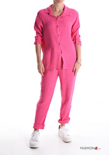 Cotton Co-ord with buttons with elastic with pockets - ph 1
