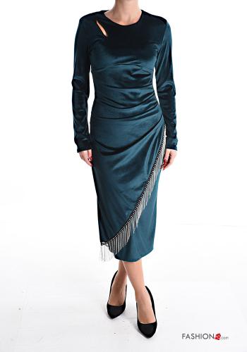 Vestido de veludo longo com fecho com franja - ph 1