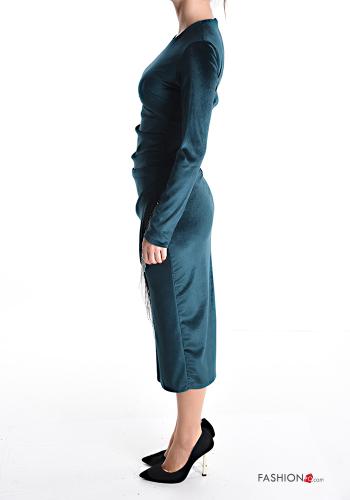 Vestido de veludo longo com fecho com franja - ph 3