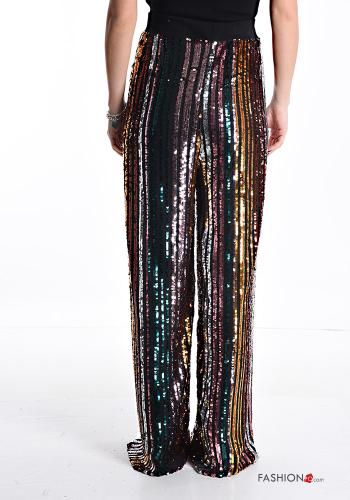 Striped wide leg Trousers with sequins with elastic - ph 2